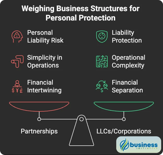 disadvantages of partnership business structure showing no limited liability protection for partners