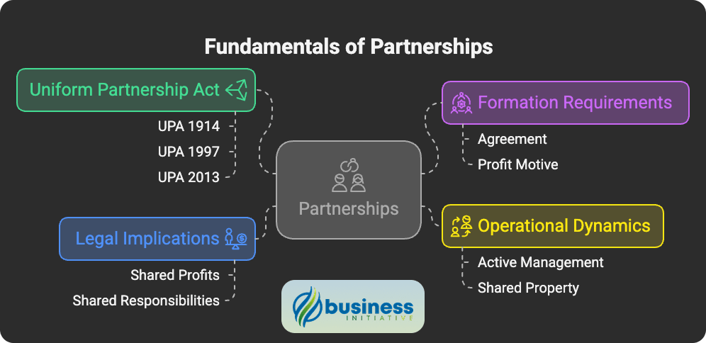 partnership fundamentals and partnership business structure basics showing partnership form of business