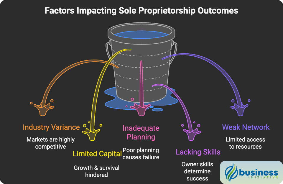 entrepreneurship success rate statistics and factors for successful sole proprietorship examples what are some of the main reasons sole proprietorships fail and business success statistics